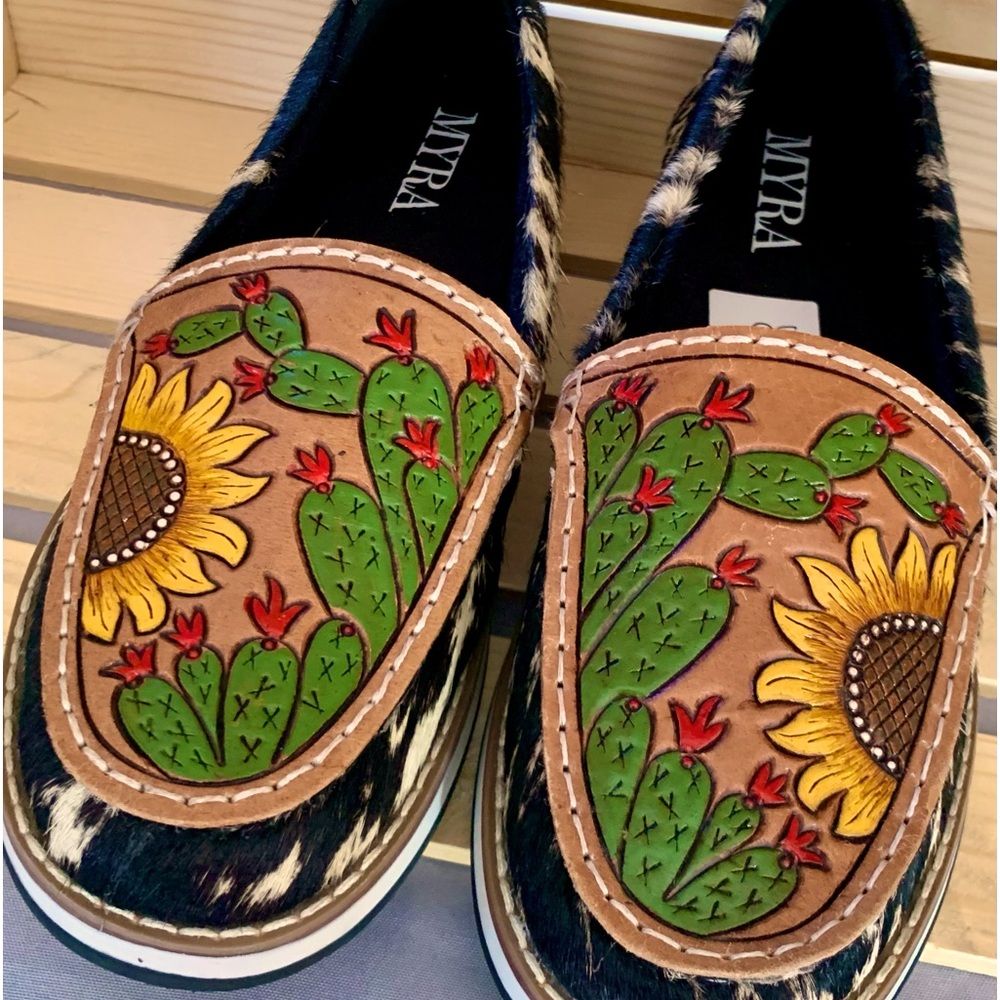 Myra Nitroon Western Hand-Tooled Loafers